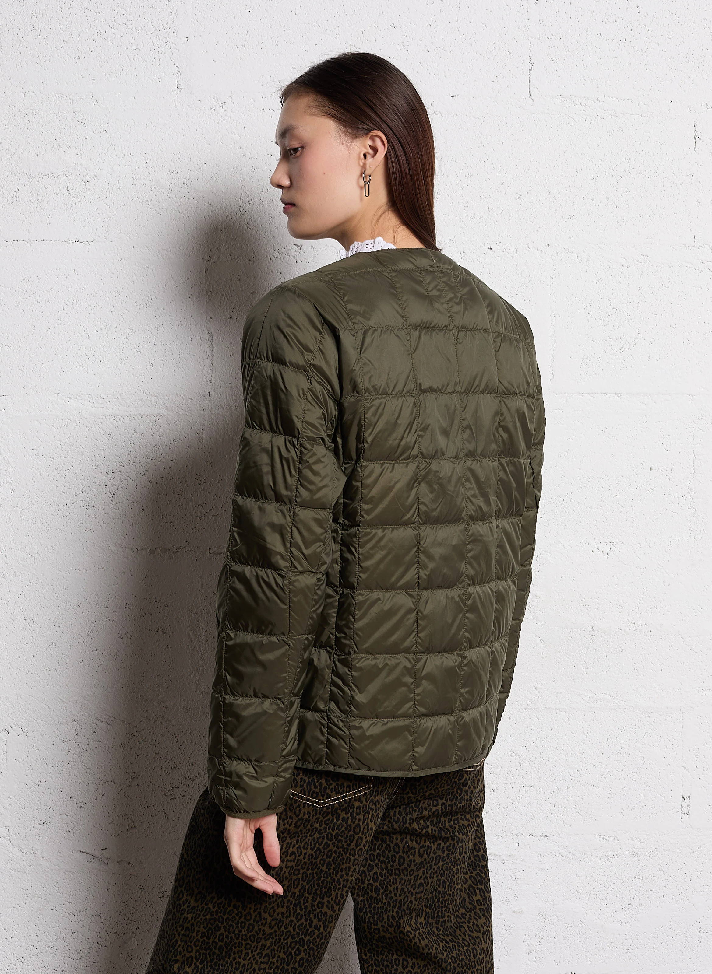 Veste col rond matelassée | Kaki