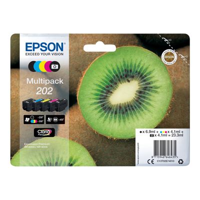 Epson 202 Kiwi - pack de 5 - noir, noir photo, cyan, magenta, jaune - cartouche d'encre originale
