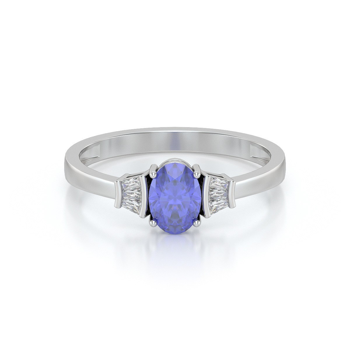 Bague ADEN Tanzanite et diamants sur Argent 925 1.99grs
