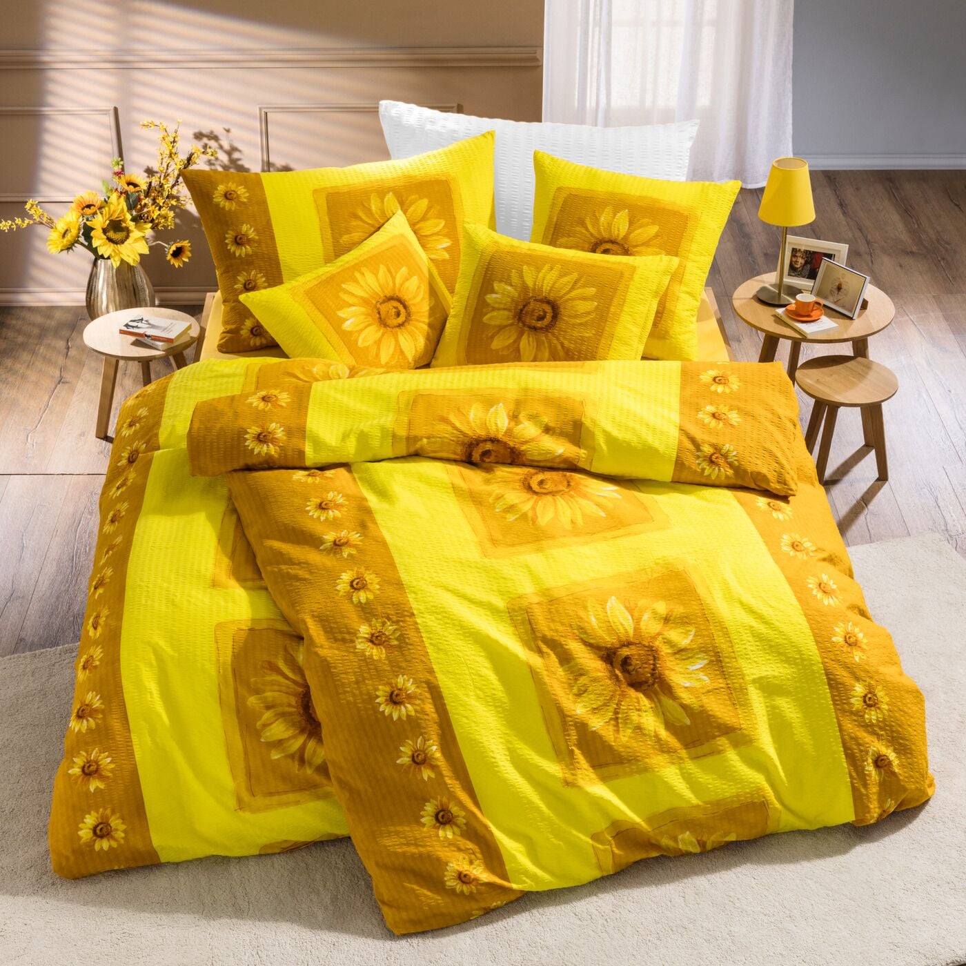 Buona NotteSeersucker Bettwäsche «Sunflower»