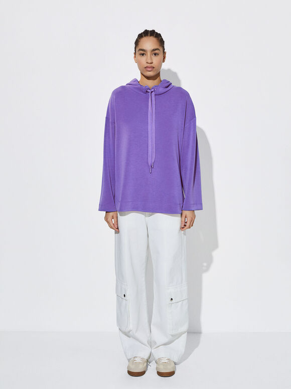 Moletom com capuz modal - Violeta