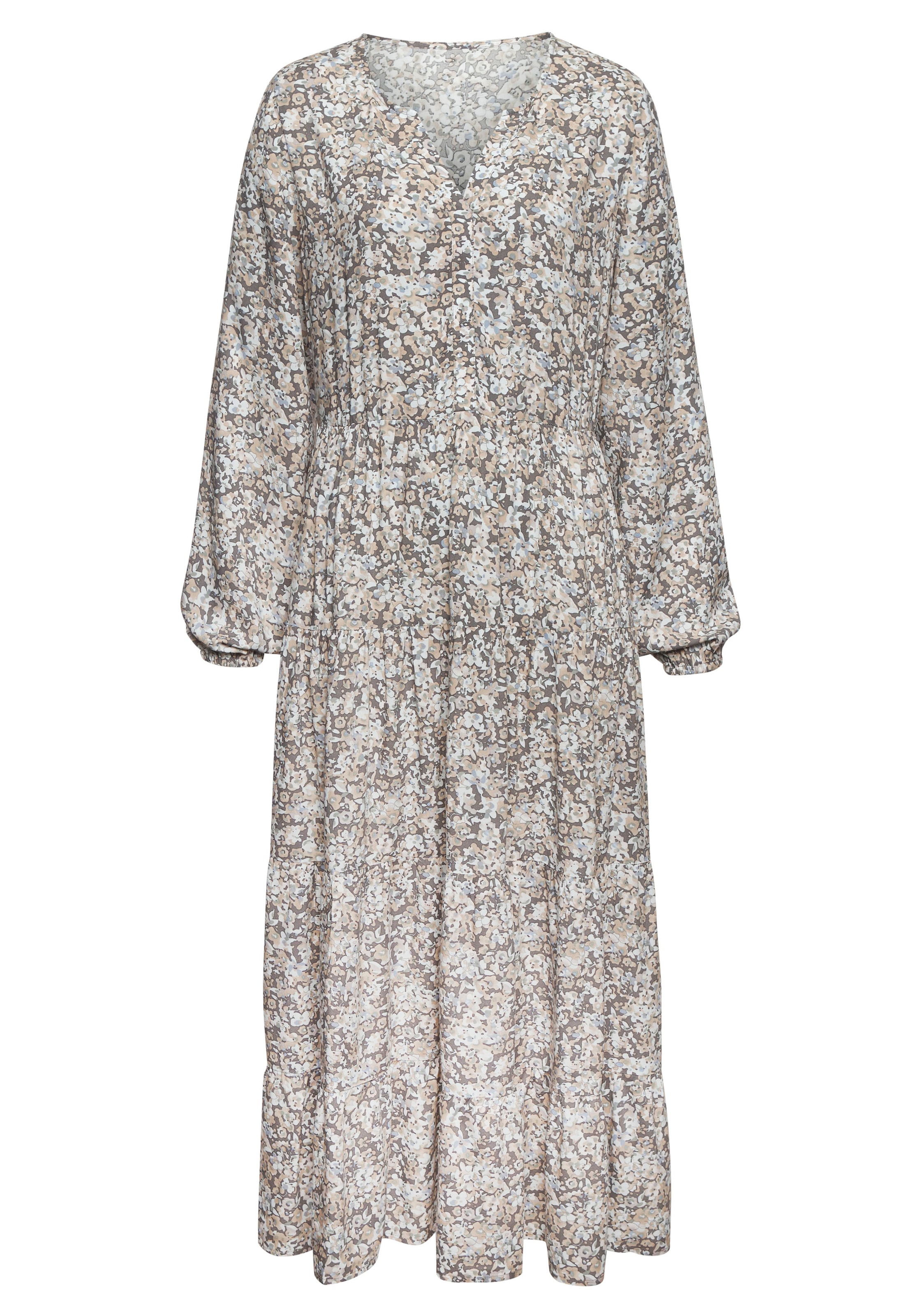 Vivance Maxikleid mit Alloverprint und Volants, langärmlig, Druckkleid, casual-chic