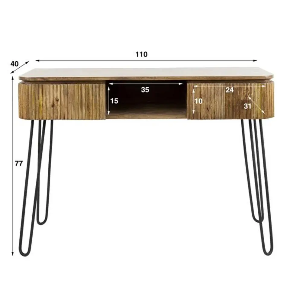 Kaptafel Rechthoek 110cm -Massief Mangohout - 2 Lades