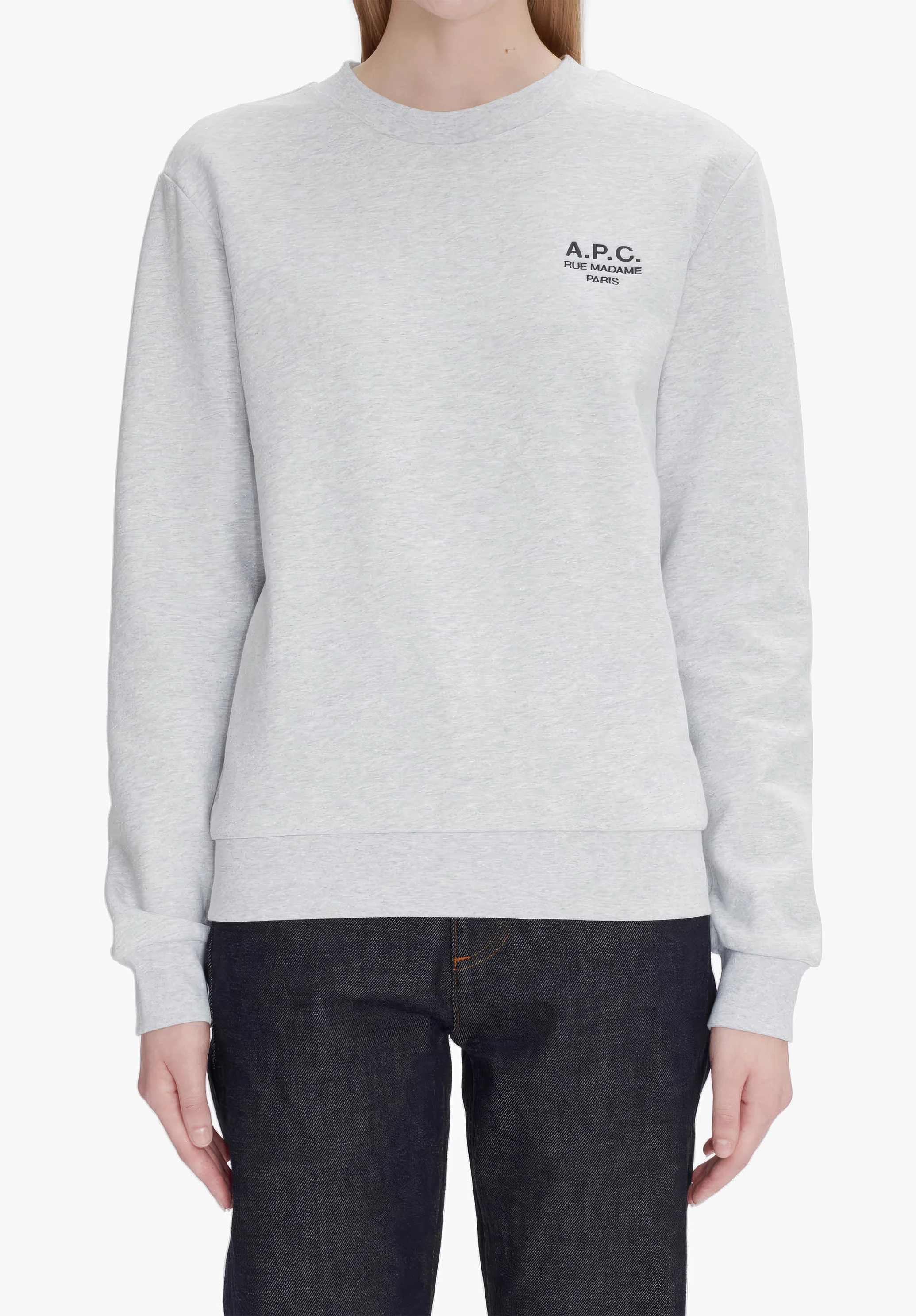 sweat standard rue madame - GOTS - Gris chine / noir