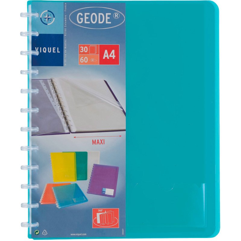 Protège-documents Viquel Géode polypropylène translucide A4 30 pochettes - 60 vues couleurs assorties