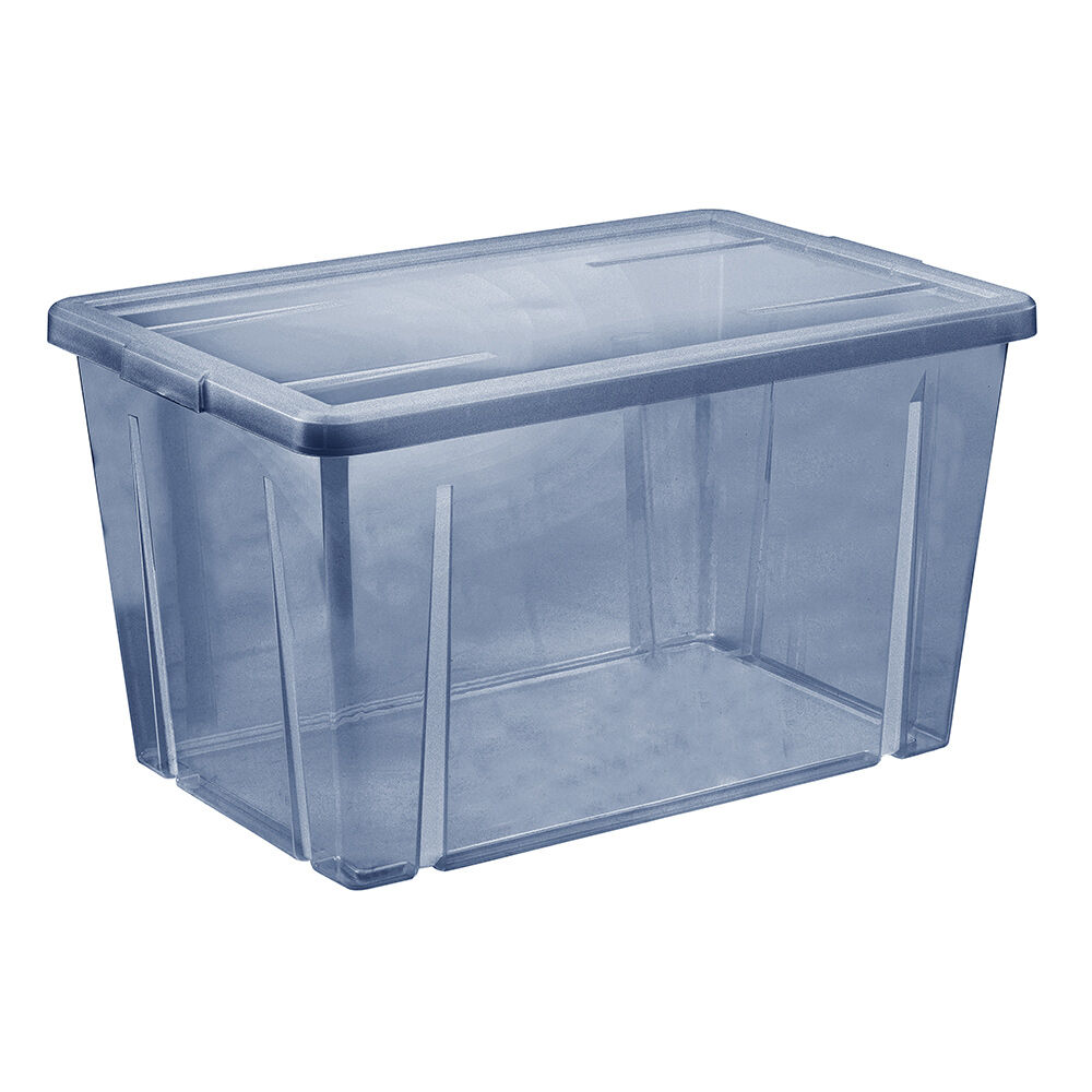 Boîte de rangement bleu avec couvercle 54L