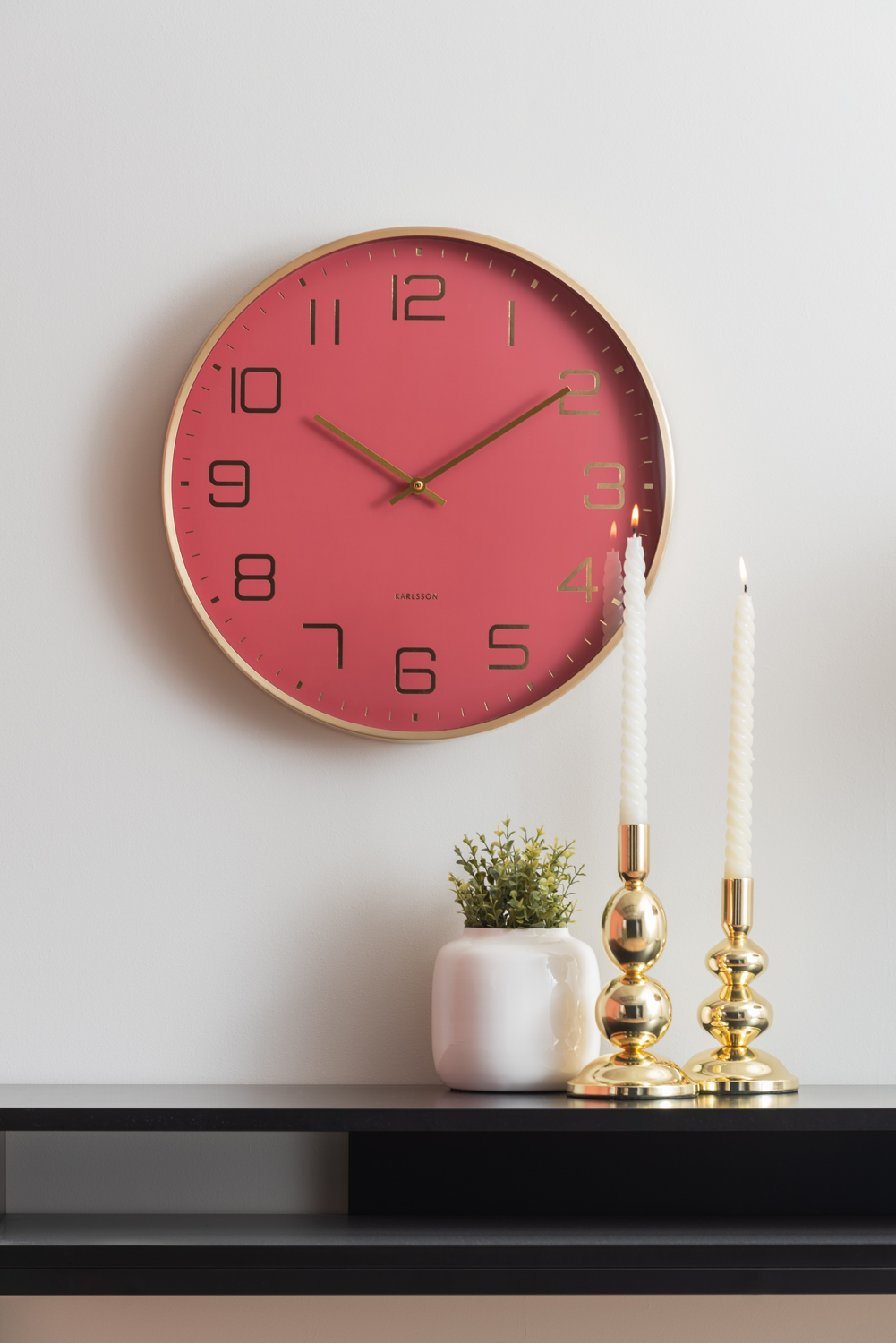 Wall clock Elegance Glow red ochre