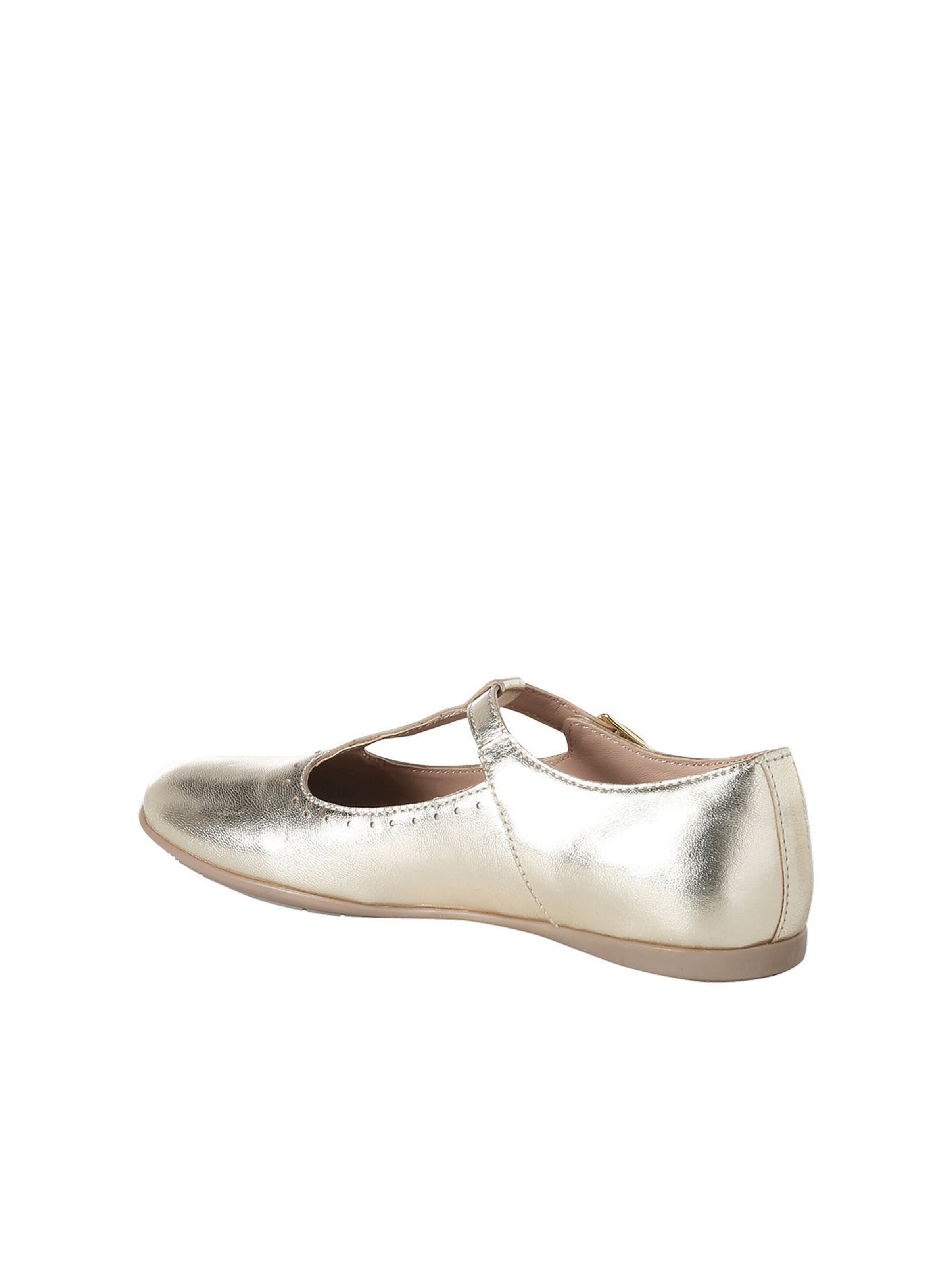 Vertbaudet Mädchen Leder-Ballerinas in Metallic-Optik gold