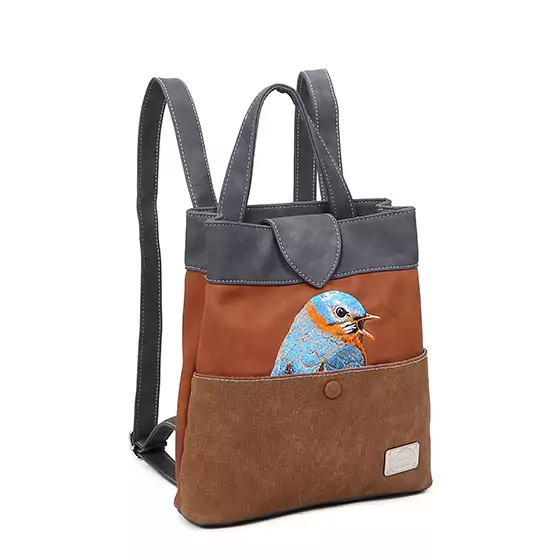 Hi-Di-Hi Song Song Blue Hand/ Shoulderbag/ Backpack Cognac/ Dark Grey