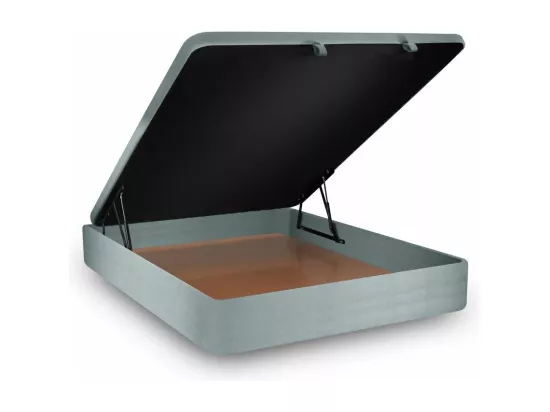Sommier Coffre Velours Gris bleuté 160x200 H39cm