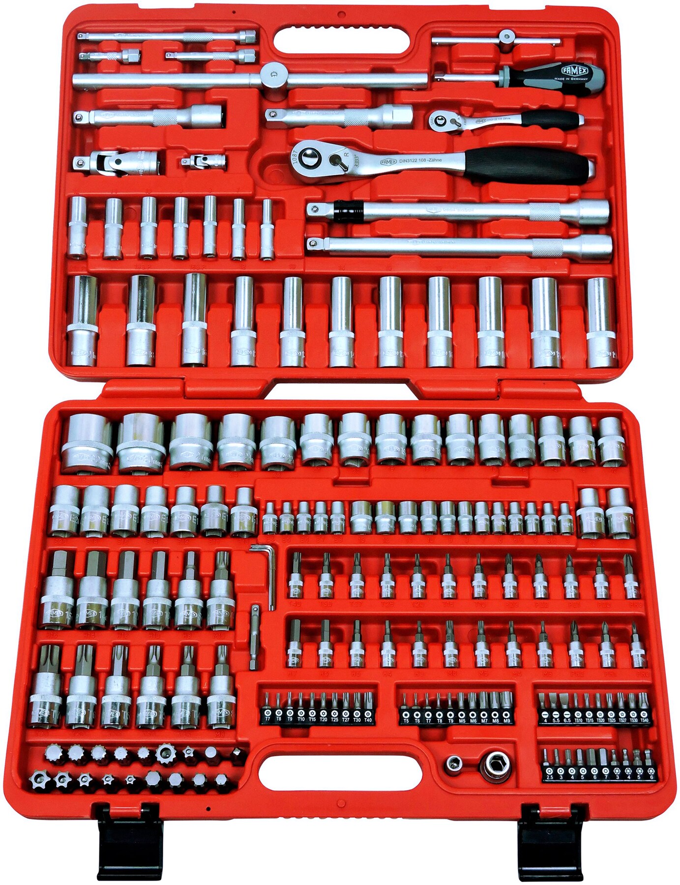 FAMEX 604-08 ABS Werkzeugtrolley mit hochwertigem Werkzeug Set - High-End Qualität - mit Steckschlüsselsatz