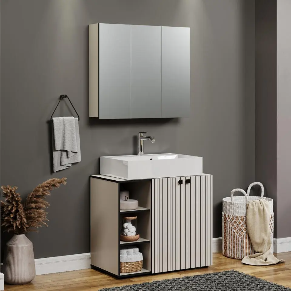 CALICOSY - Badkamerkast met spiegel PUREBLISS - 20x90x80 cm