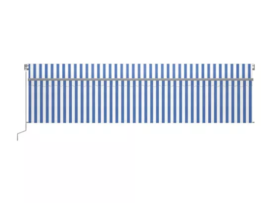 Auvent manuel rétractable avec store 6x3 m Bleu et blanc