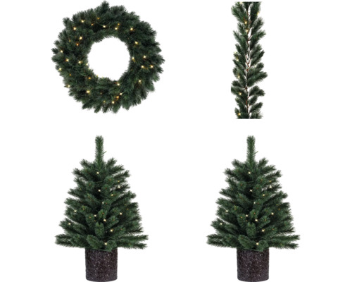 Kunstkerstboom, dennenboom Lafiora Chamonix set, 90 cm hoog, groen