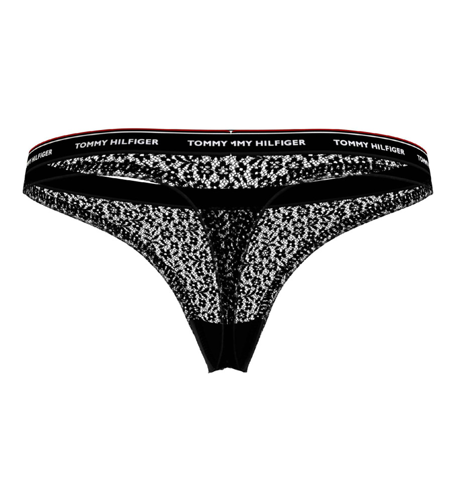 Conjunto com 3 calcinhas fio dental premium essenciais Tommy Hilfiger - pretas, brancas e rosa.
