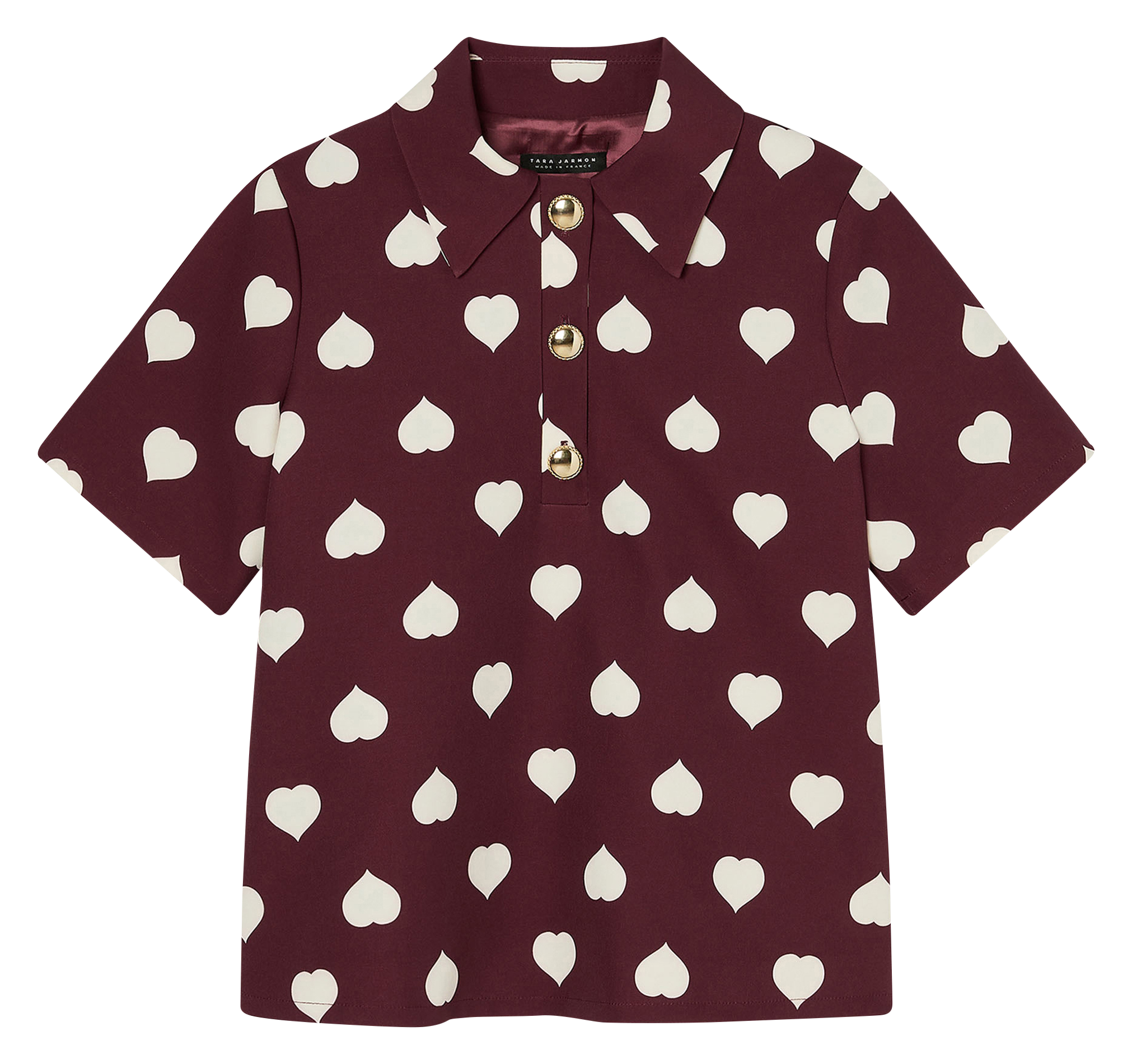 TANIA - Top col polo imprimé | Rouge