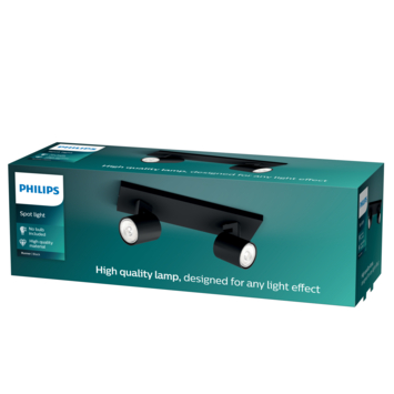 Philips Runner zwart GU10 2-lichts