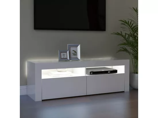 Meuble TV avec lumières LED blanc brillant 120x35x40 cm