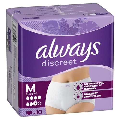 Always Discreet Inkontinenz-Höschen Für Frauen, M, 10 Stück