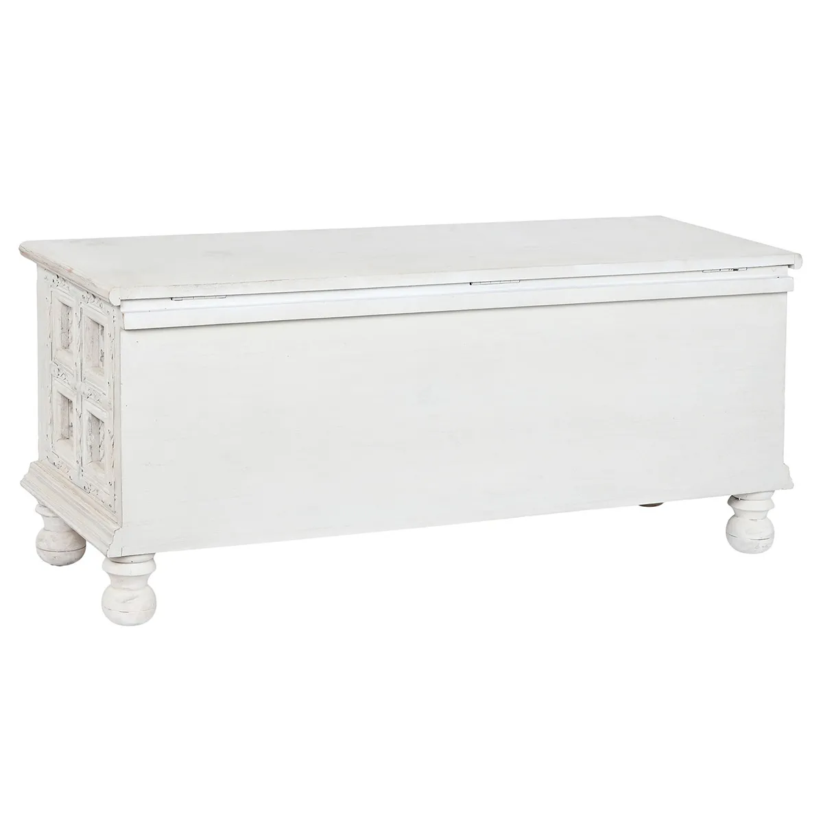 Pegane Coffre Bois de manguier blanc 110x40x48