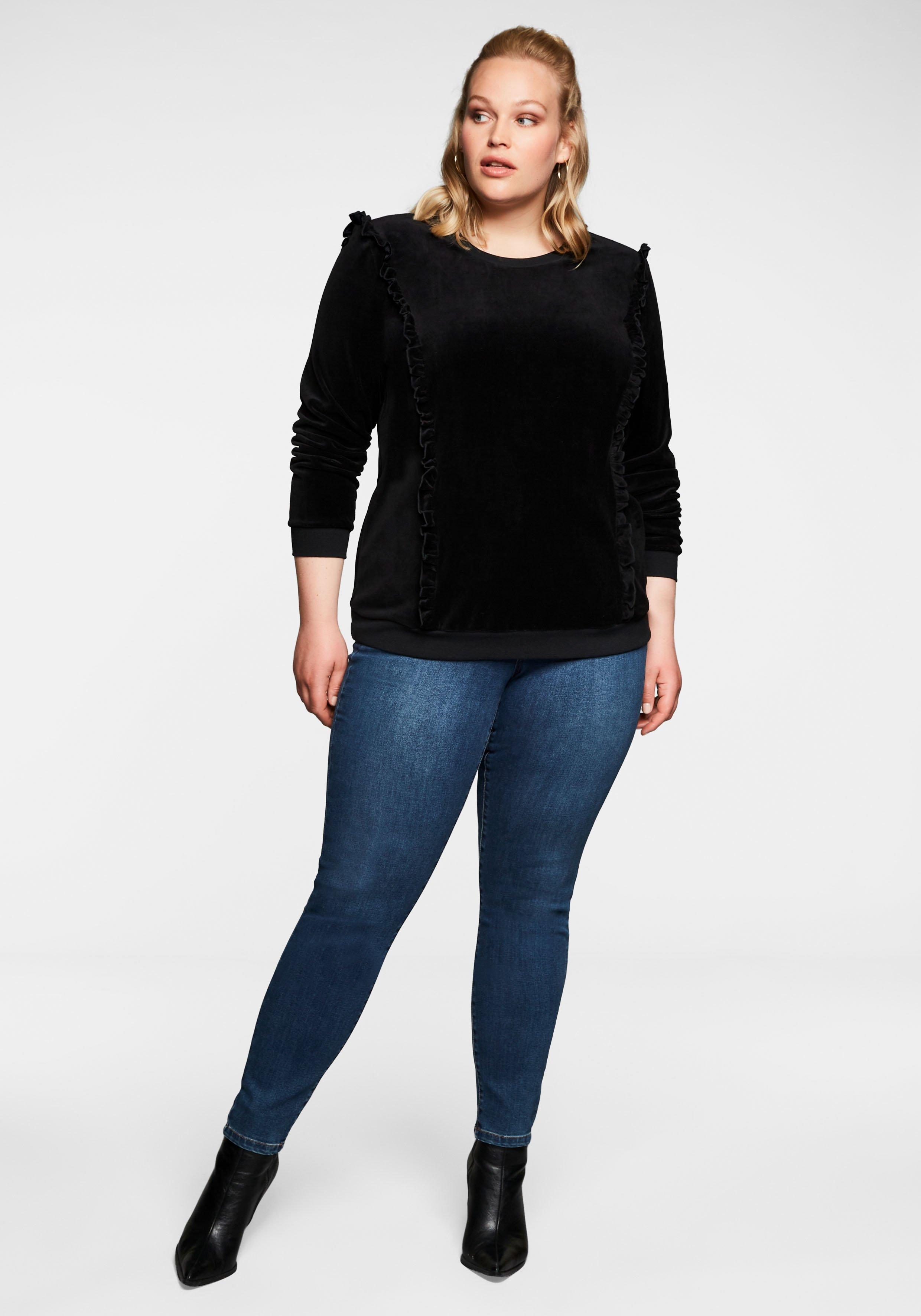 Sweatshirt mit Rüschen, in Nickiqualität