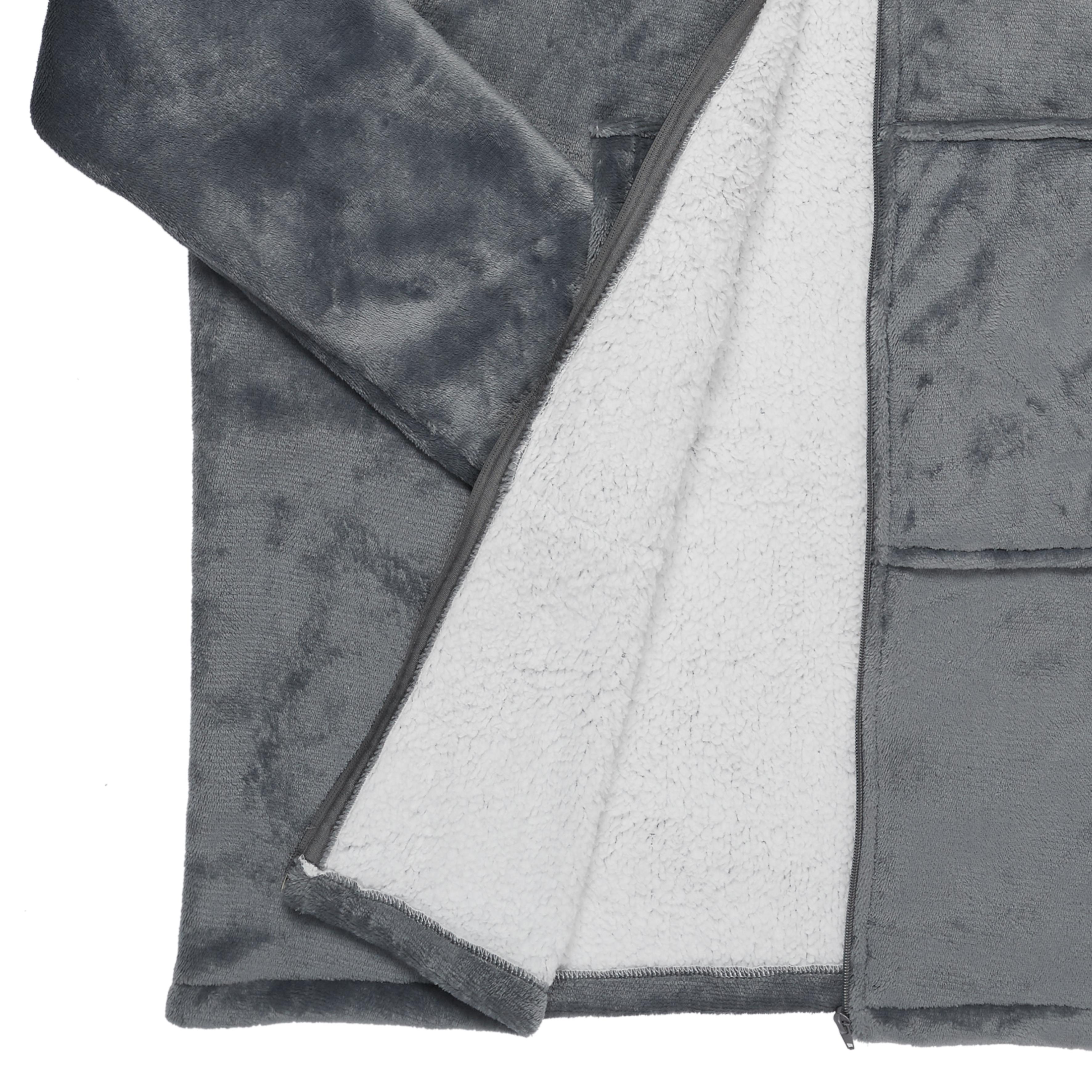 SWEAT CAPUCHE FERMETURE INTERIEUR SHERPA GRIS