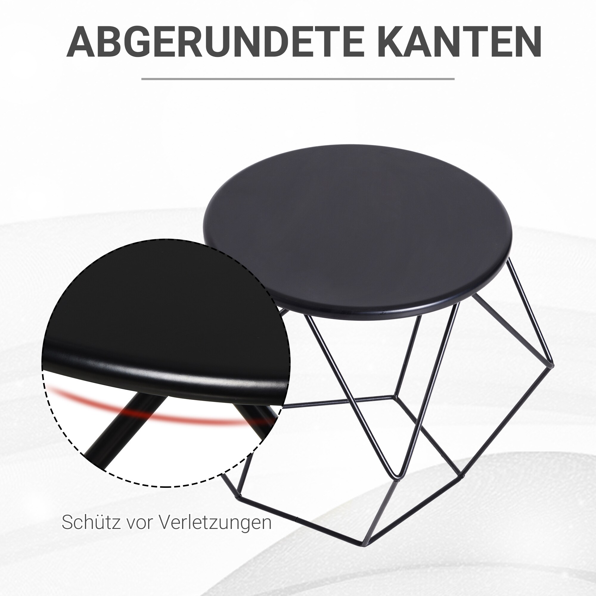 HOMCOM Beistelltisch schwarz 54 x 54 x 44 cm (LxBxH)