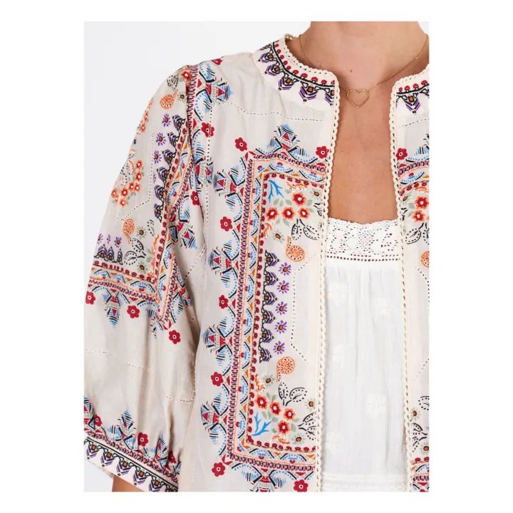 M.A.B.E. Veste Imprimée Eden | Rouge chiné - Ecru