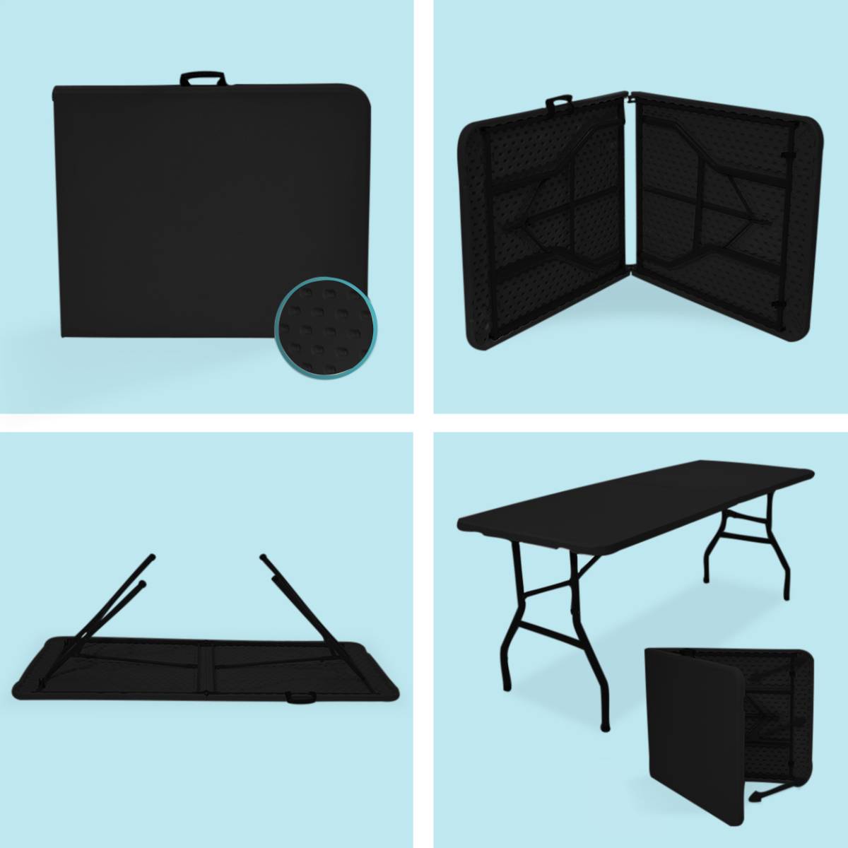 LifeGoods 180x70 cm Inklapbare tafel - Black