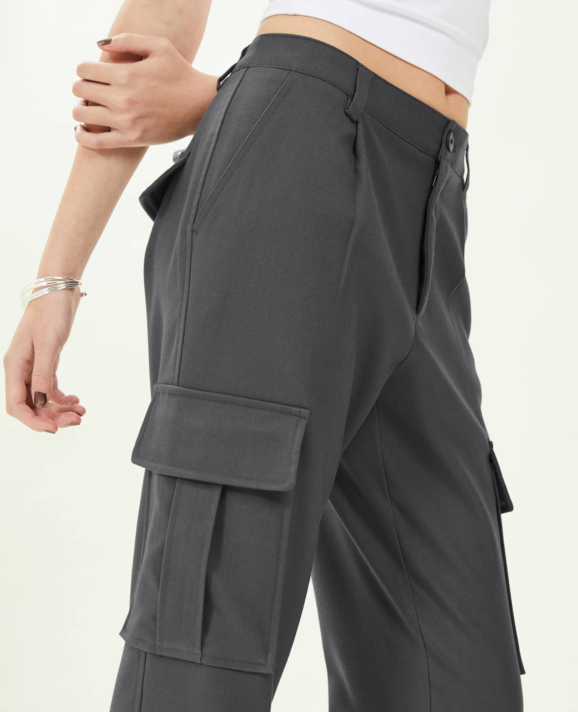 Pantalon cargo uni - Gris foncé