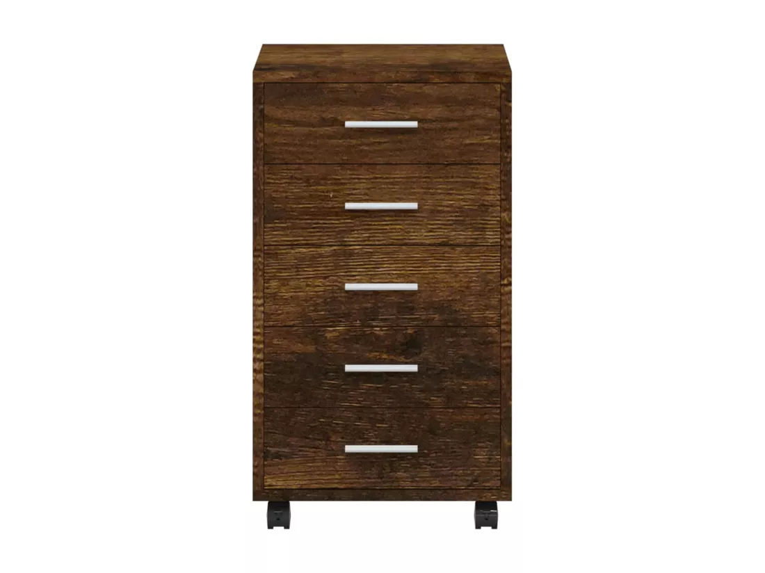 Armoire à tiroirs avec roulettes Chêne fumé Bois d'ingénierie