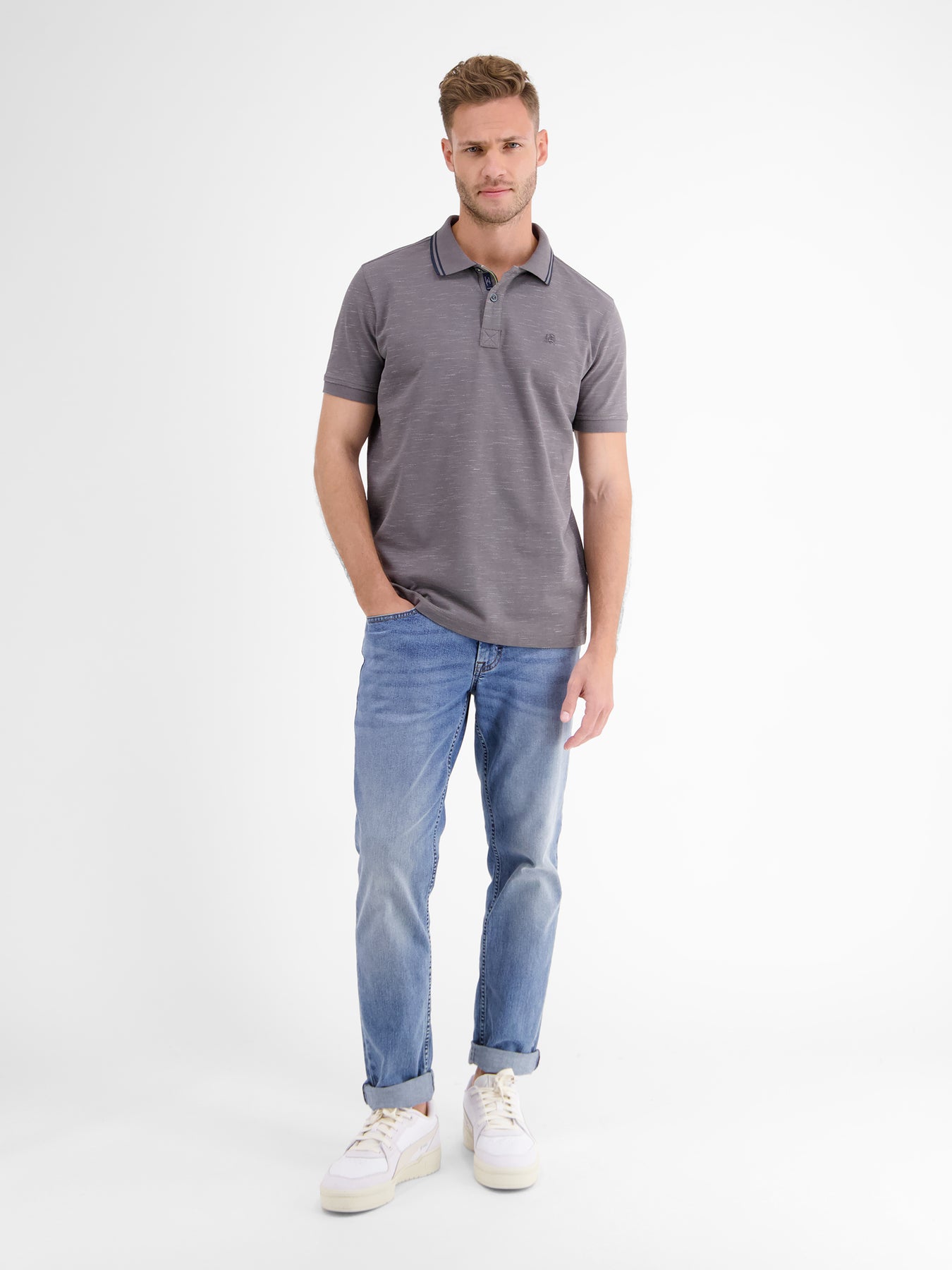 Poloshirt in Two-Tone-Piqué