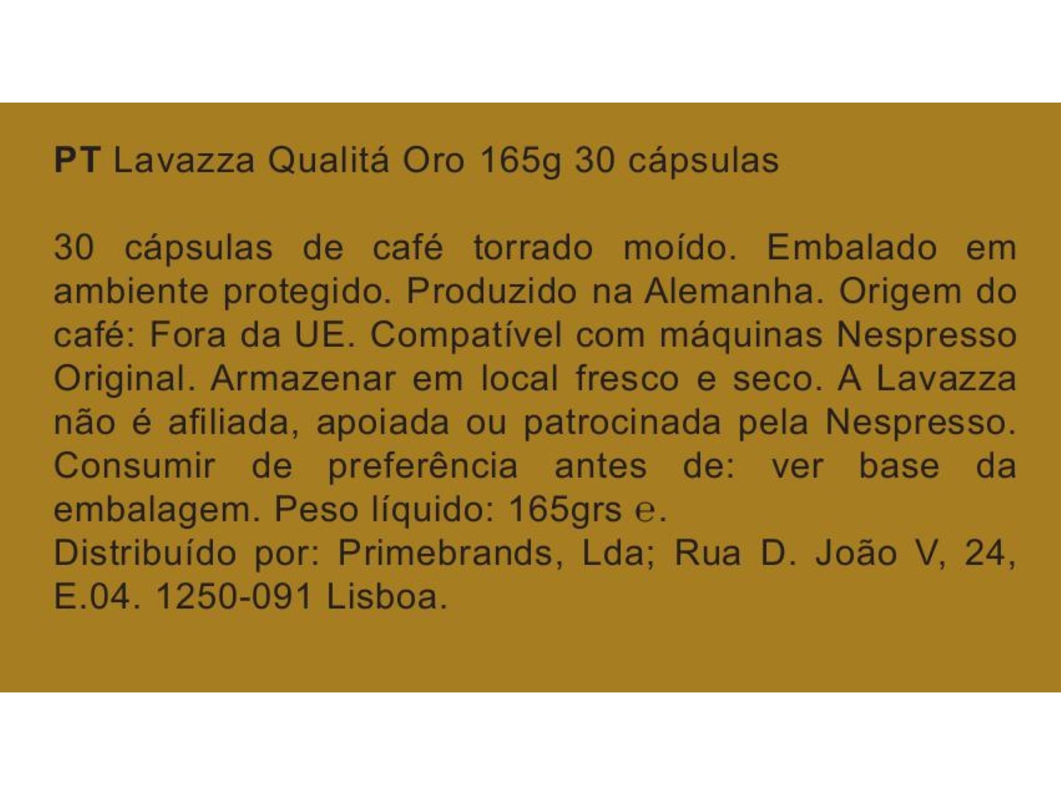 CÁPSULAS CAFÉ QUALITÁ ORO LAVAZZA INT. 8/13 30 UN