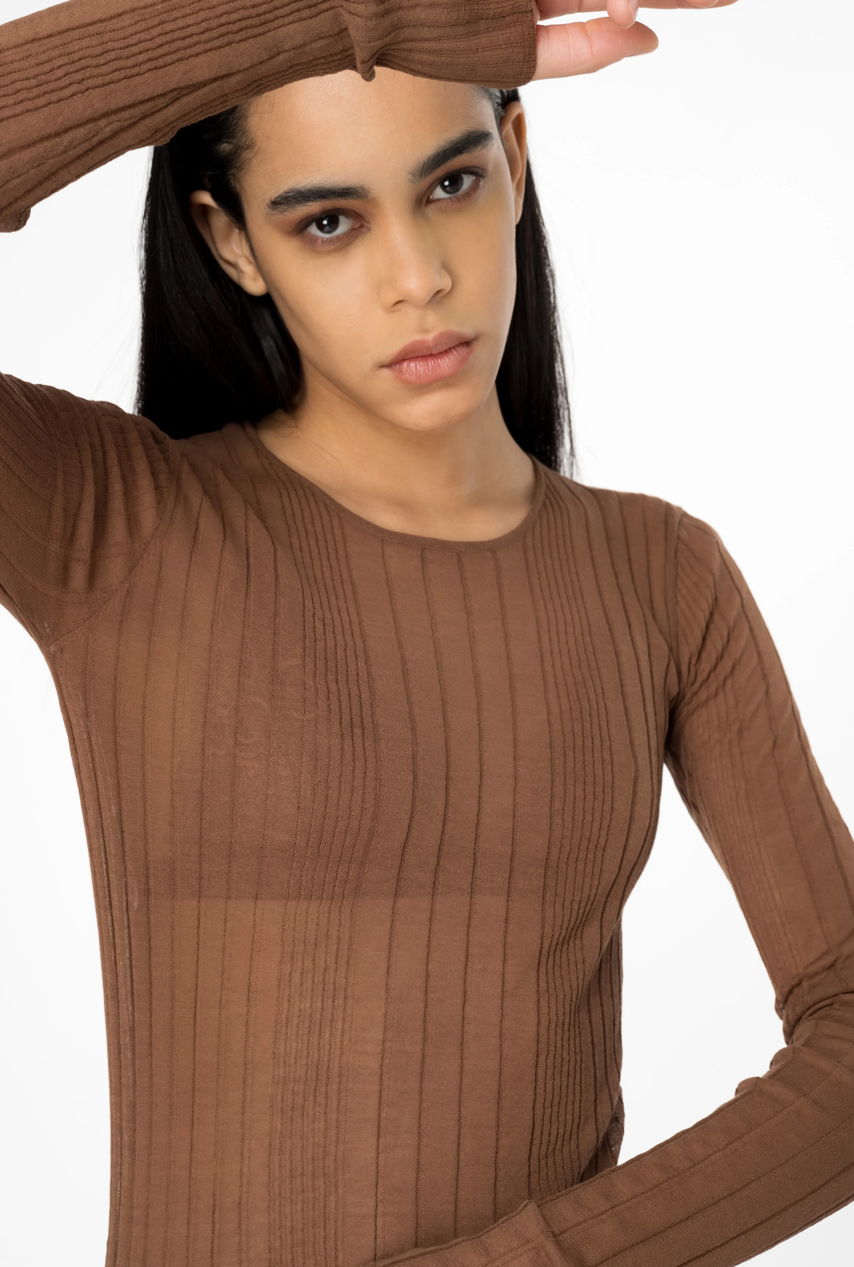 Pull semi-transparent côtelé | Multicolore