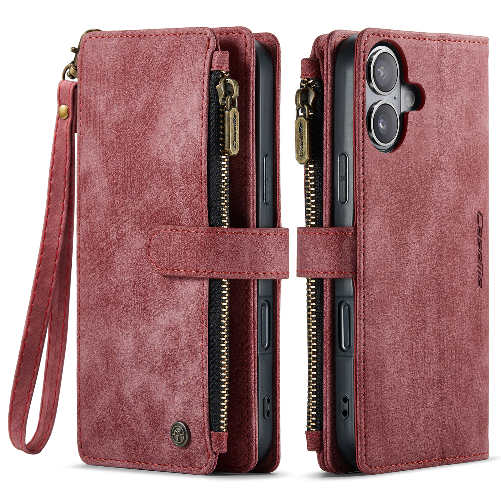 iPhone 17 2in1 Leder Tasche Karten Etui - Dunkelrot