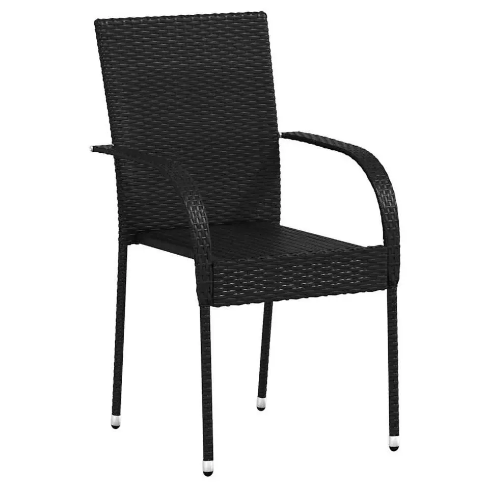 vidaXL Tuinstoelen stapelbaar 2 st poly rattan zwart