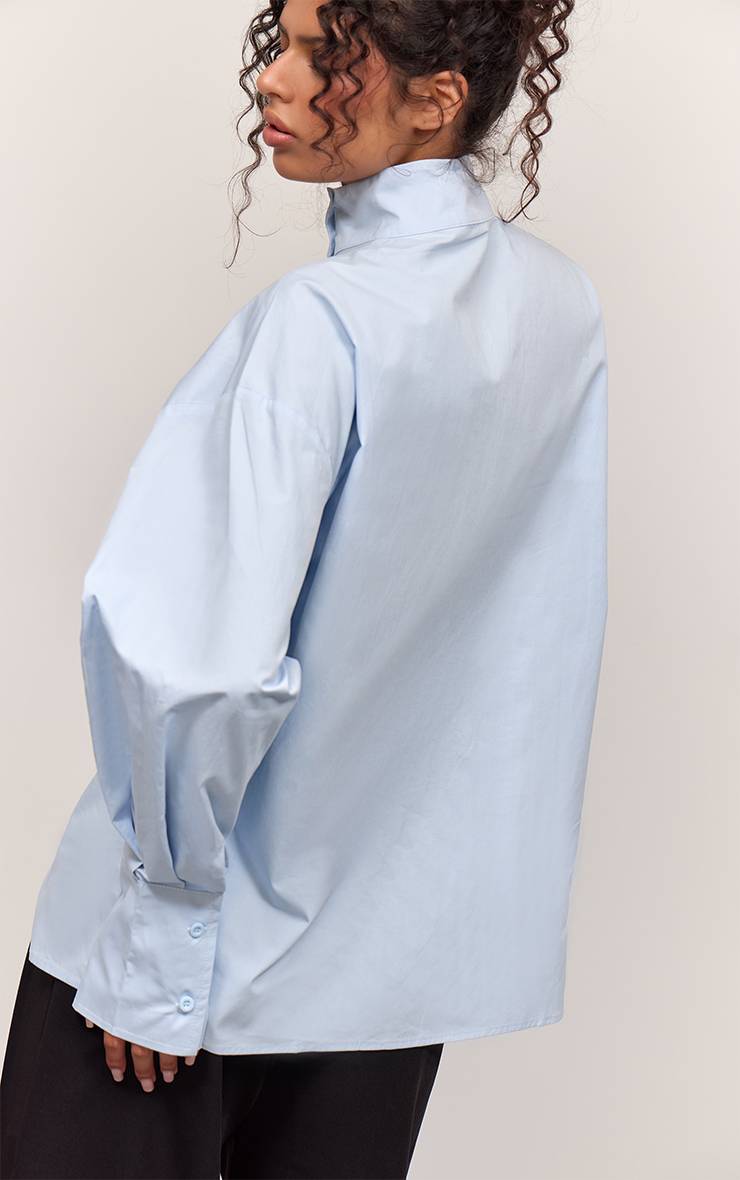 Bleu Clair Chemise Oversize En Coton Avec Poches Détaillées
