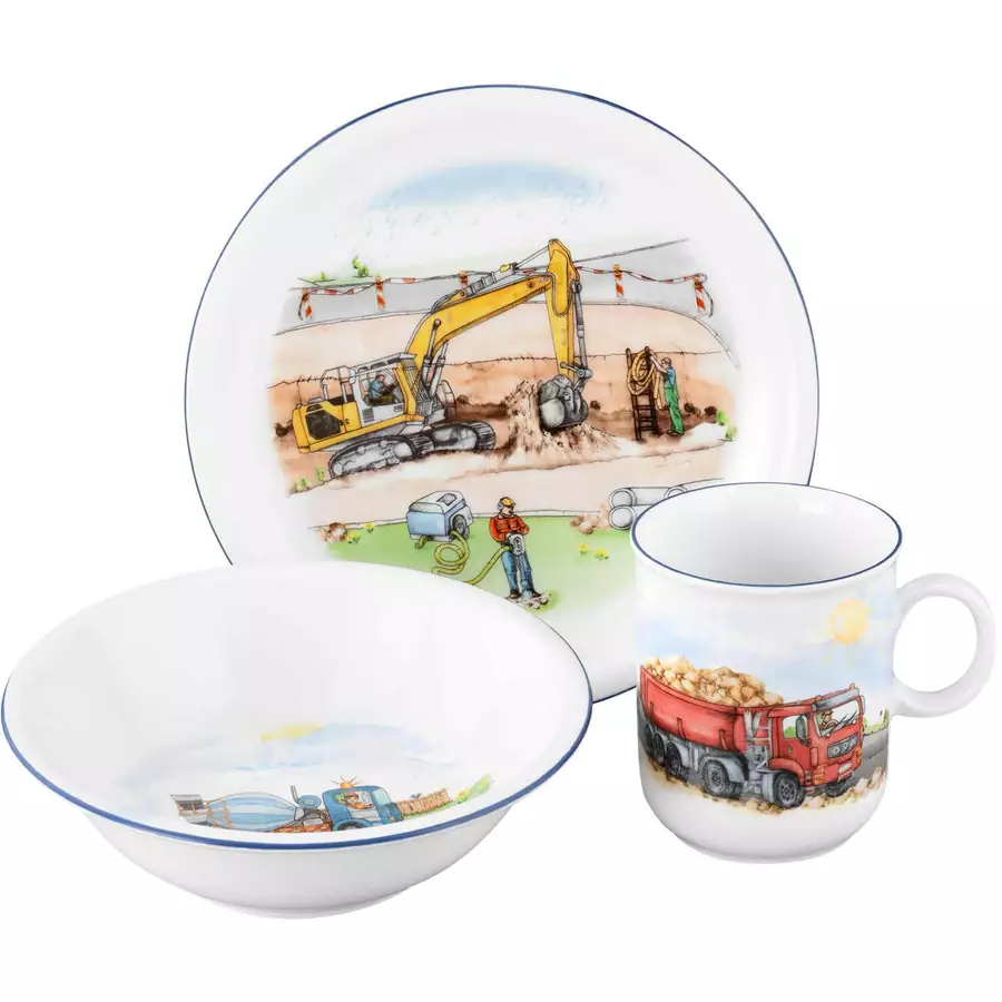 Seltmann Weiden Kindergeschirr Set Compact Auf der Baustelle bunt