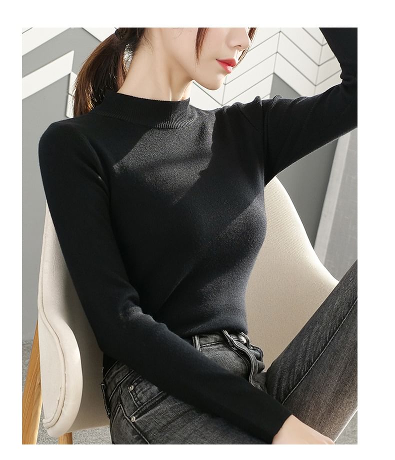 EFO - Lange mouwen, getailleerd, effen, slim fit gebreide top