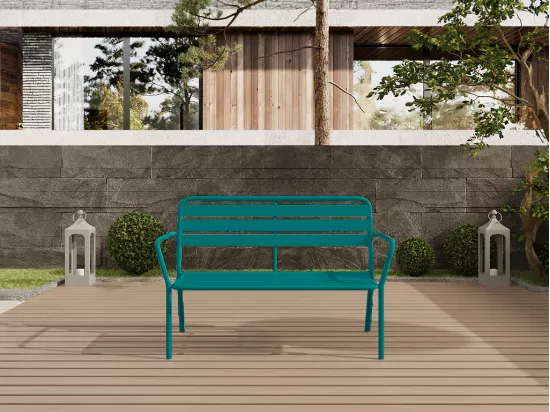 Banc de jardin en métal - Bleu canard - MIRMANDE de MYLIA