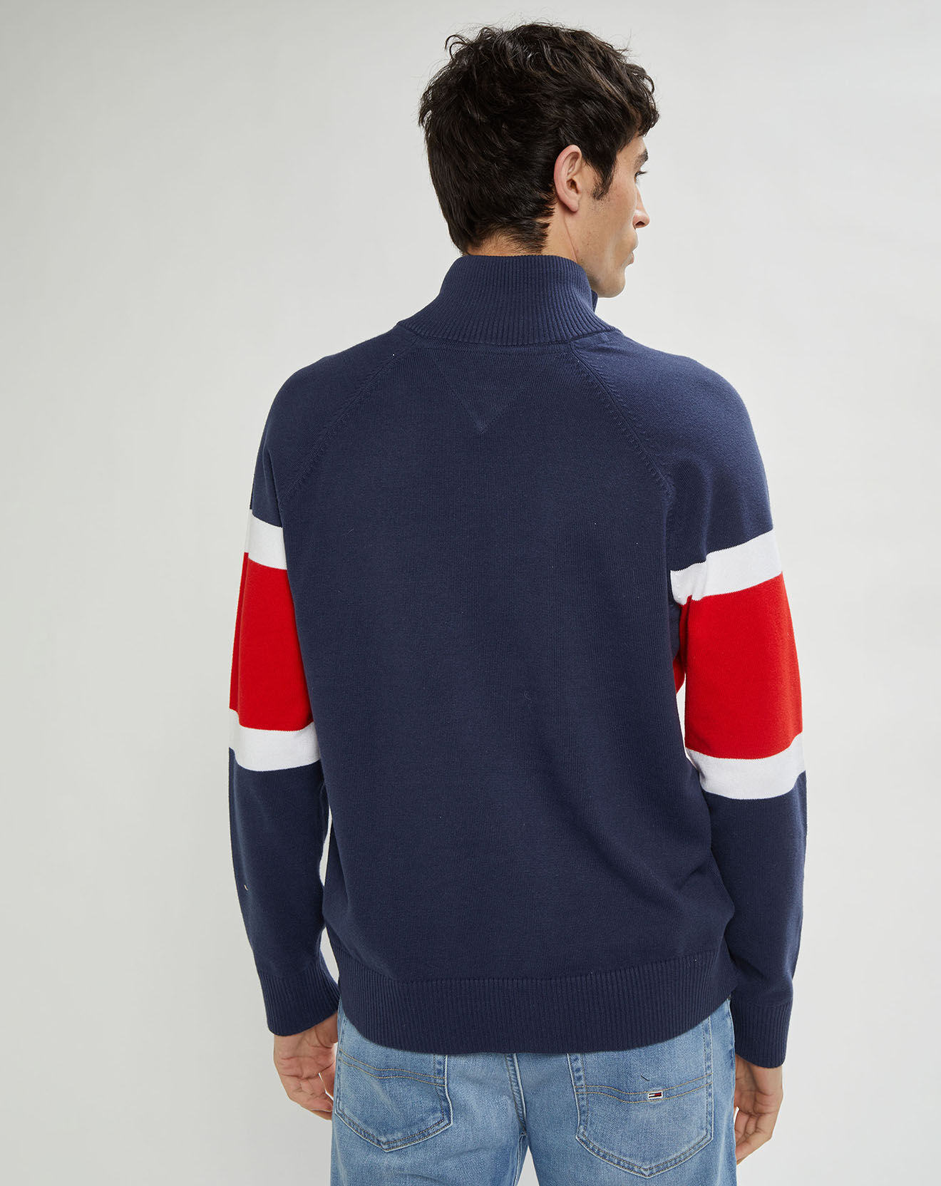 Tommy Jeans Pull colorblock bleu/rouge