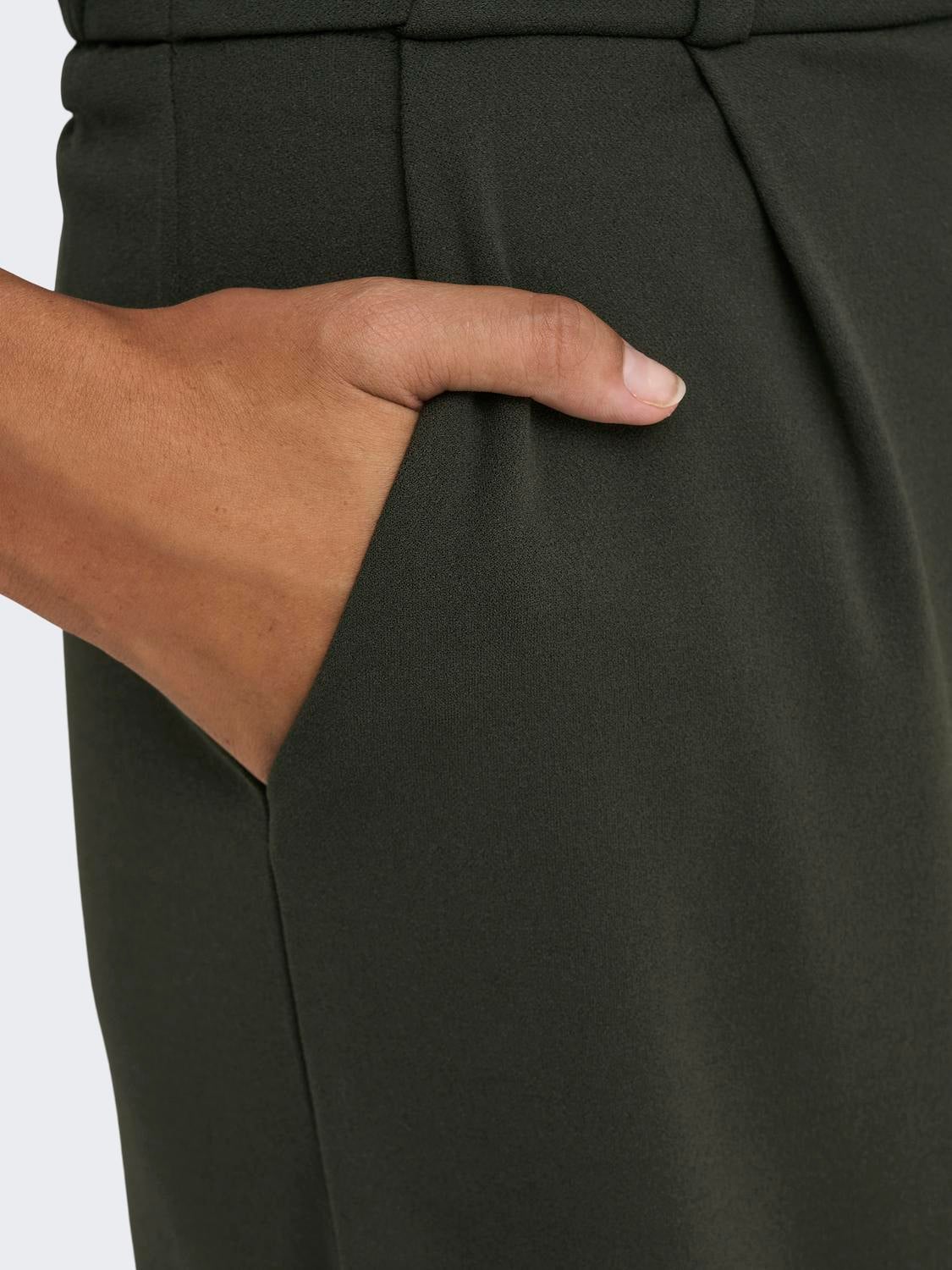JDYGEGGO Mittlere Taille Weiter Beinschnitt Hose mit weitem Beinschnitt Peat