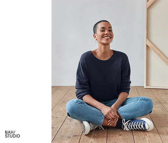 NAH/STUDIO Pullover | recycelte Wolle/ Cashmere, Navy