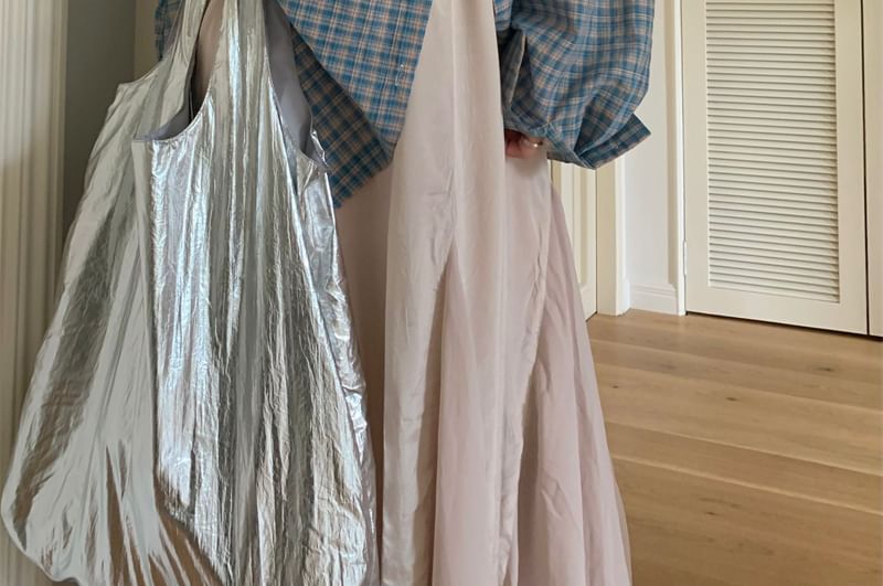 Porstina - Oversized geruit overhemd met lange mouwen en kraag