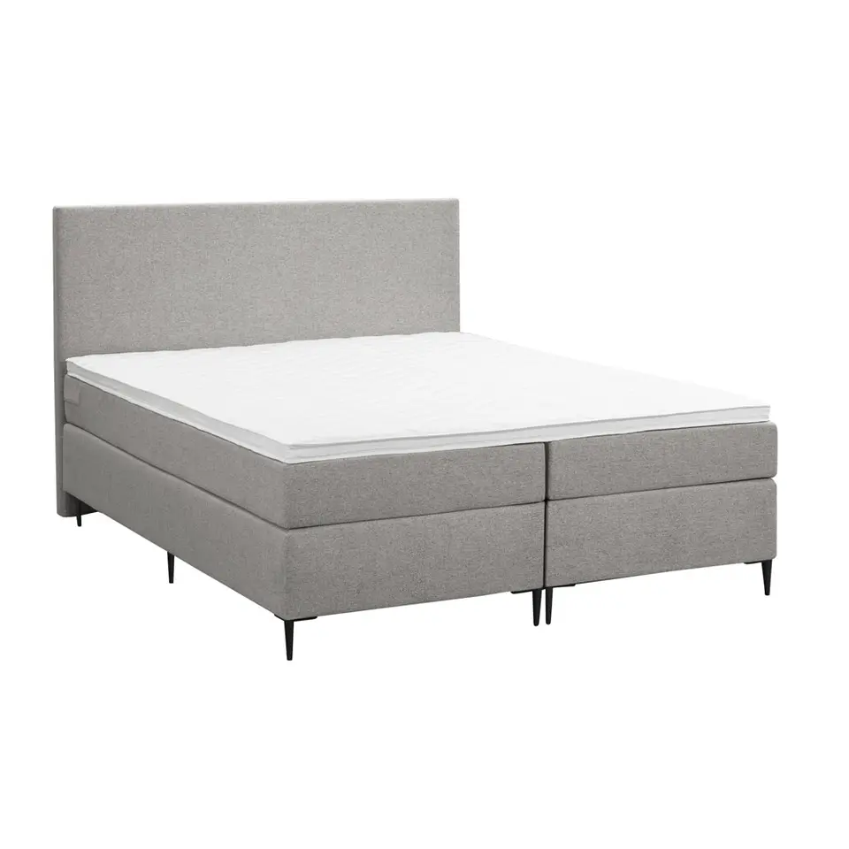 Boxspring Liv egaal - lichtgrijs - 160x200 cm - slanke poot