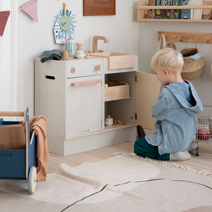 Sebra - KIDchen Kinderküche aus Holz, Spülbecken, beige