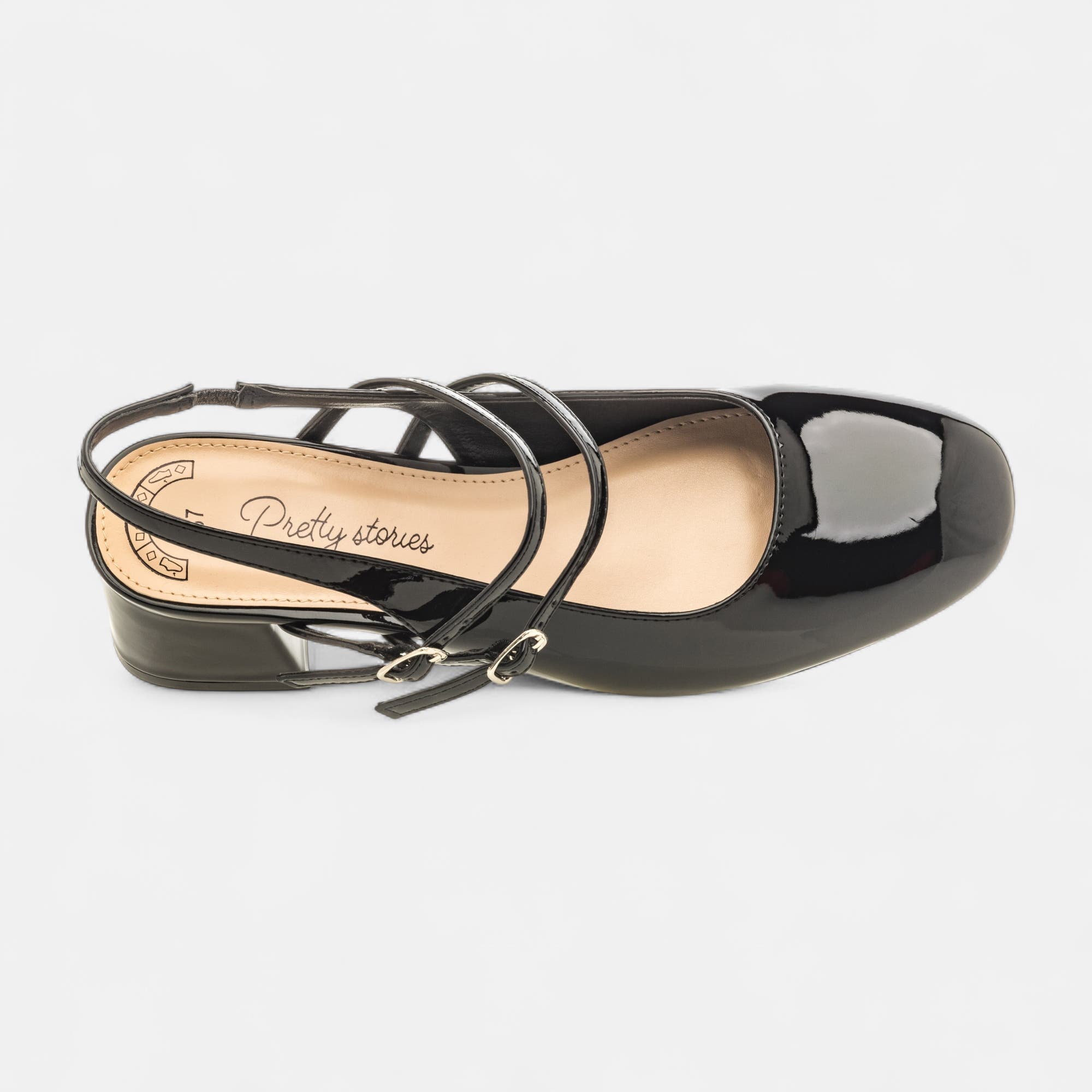 Escarpins avec bride arrière à talon Femme noir vernis