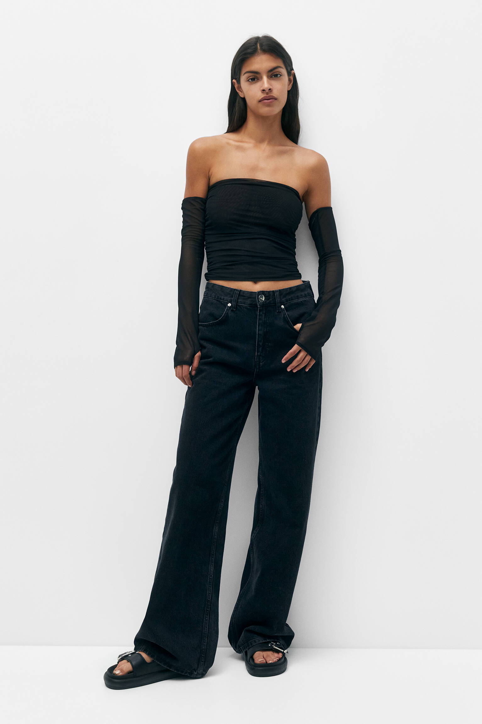 MANGAS DE TULE - PRETO