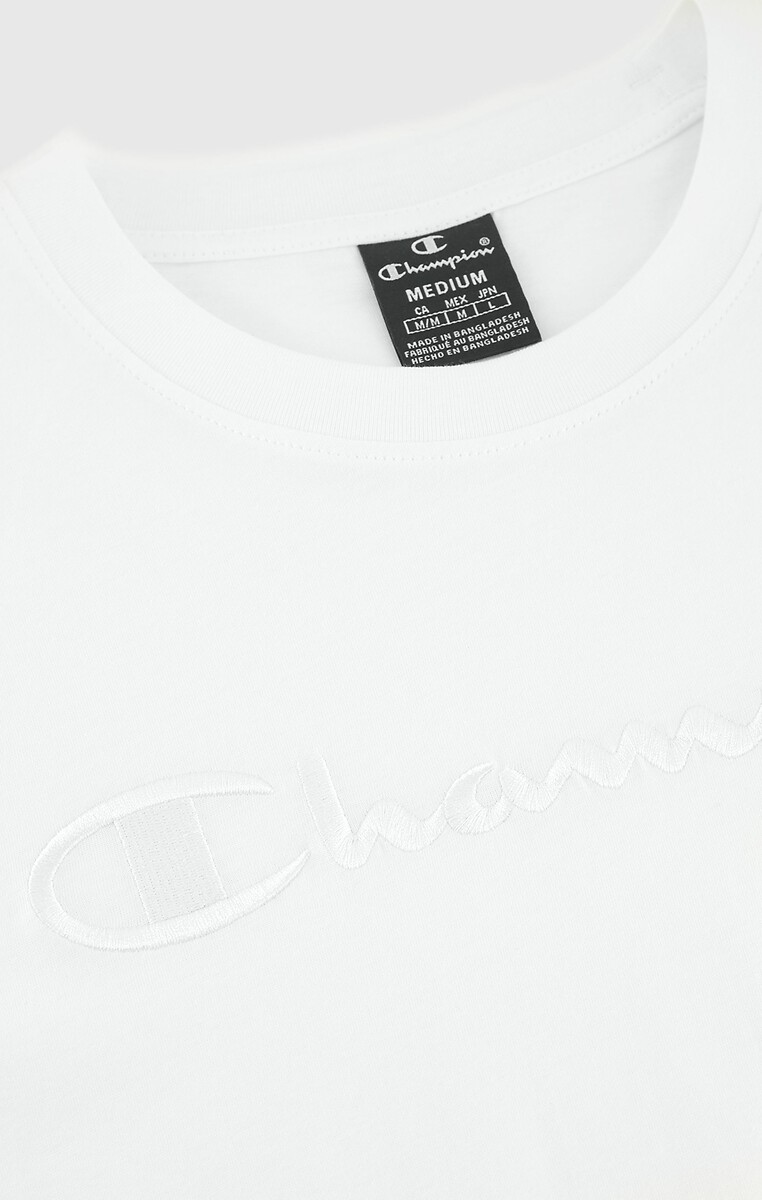 CHAMPION<br>Camiseta de manga curta com gola redonda e logotipo bordado