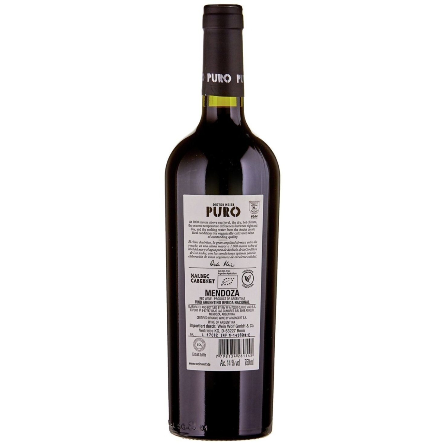 Puro Malbec Cabernet Mendoza Dieter Meier -75cl